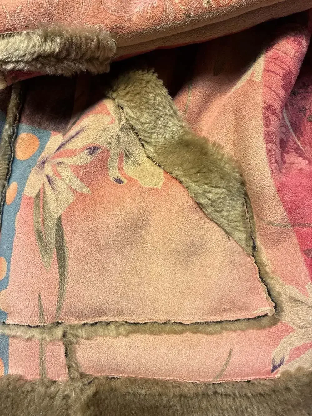 Coldwater Creek Patchwork Faux Suede Fur Lined Jacket Size 2X - Picture 15 of 16